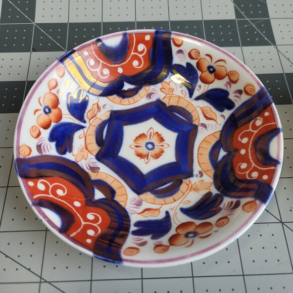 Antique Imari Style English Cup Saucer Staffordshire Pottery Gaudy Welsh Cobalt - Picture 4 of 7